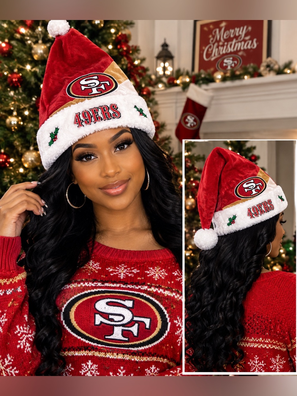 San Francisco 49ers Red & White Holiday Santa Hat